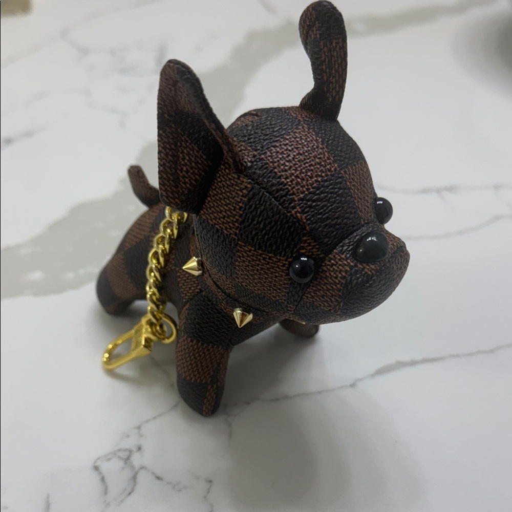 Unlisted Brown Checkered Dog Toy with Gold Chain